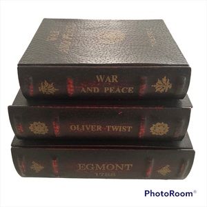 Stack of 3 Faux Books with 3 Hidden Drawers Storage Decor